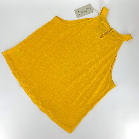 Joie NWT Yellow Linen Banded High Neck Sleeveless Top, XL - Picture 12 of 16